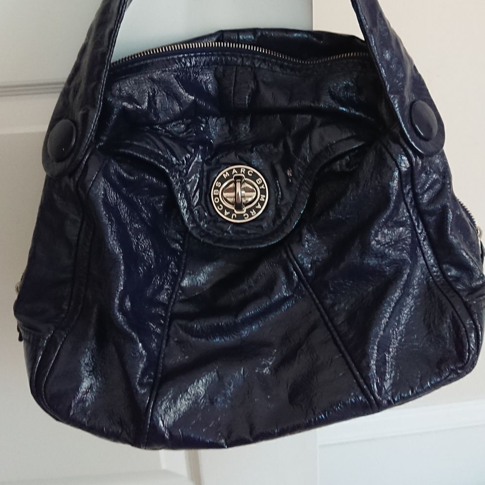 Marc by Marc Jacobs navy Crinkle Patent bag